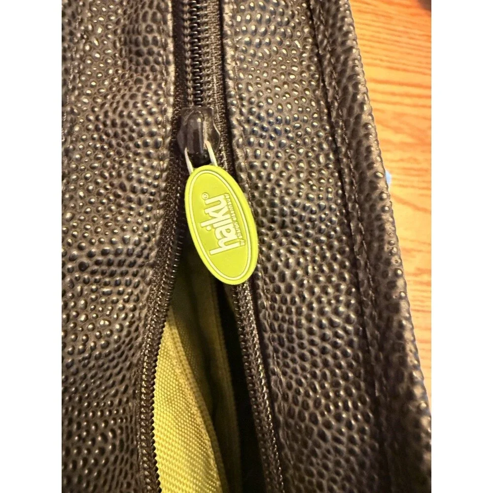 Haiku To Go Shoulder Bag Crossbody EUC Pebbled Leather Black Green